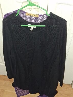 Black Cable Knit Crewneck Sweater